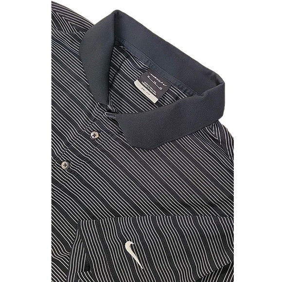 Nike Other - Nike Golf Men Polo Shirt XL BLACK Striped Fit Dry Logo Swoosh Short Sleeve